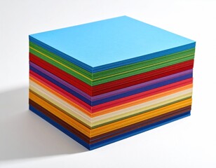 Stack of vibrant, multi-colored square paper sheets