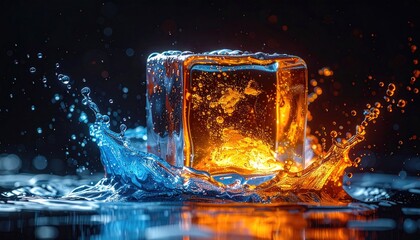 Fire & Ice clash, water splashing