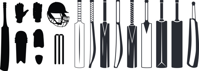 cricket gear isolated on white background