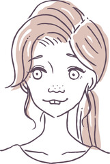 ブサイクな若い女性のベクターイラスト素材