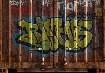 Obraz premium Graffiti covered cargo container