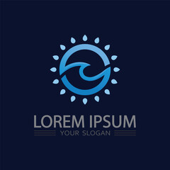 Simple flowing wave water logo vector design icon for business and creative branding
