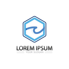 Blue ocean wave water logo vector design icon symbol for modern branding identity