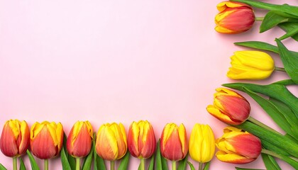 Tulips border soft pink background