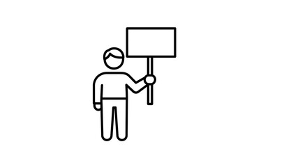 Simple line art illustration of a person holding a blank sign