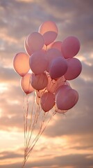 Pink balloons floating in sky