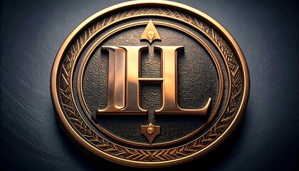 Ornate copper-toned emblem