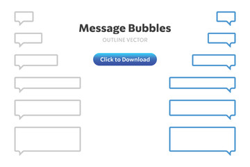 Collection of blank speech bubbles and a chat button for communication design