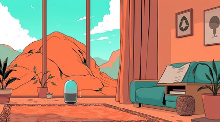 Mountain View Living Room Scene.