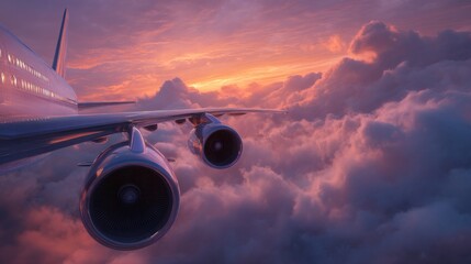 Airplane sunset flight