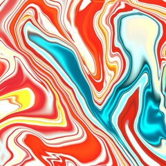 Warm-cool contrast marble swirl
High-contrast marble swirl combining warm reds/yellows and cool cyan &mdash; striking choice for fashion, album covers, or bold graphic art.