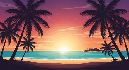 Fototapeta premium Tropical Sunset Beach Paradise.
