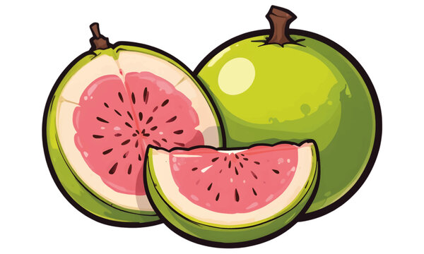 slice og gava with green leaf vector illustration