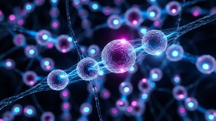 Abstract visualization of a glowing molecular network structure. - Powered by Adobe