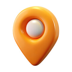 3d icon of orange 3d map pin location marker isolated on transparent background
