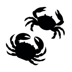 Two silhouetted crabs facing each other on a white background