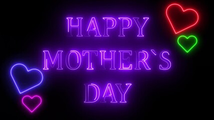 Animated Happy mother day neon sign with heart halftone background - Powered by Adobe