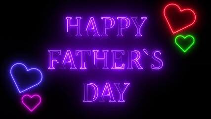 Animated Happy Fathers day neon sign with heart halftone background