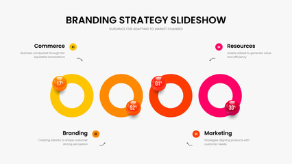 Sales Solution 4 Step Diagram Frame Template. Product Portfolio Presentation Layout Vector Illustration. Company Report Four Option Infographic Slide Design.