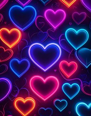 Neon hearts pattern