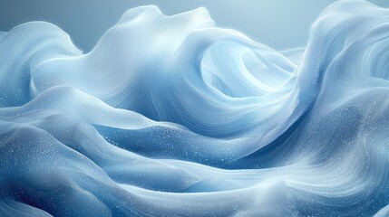 Fototapeta premium Fluid, flowing light blue fabric design.