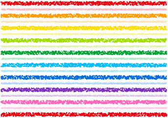 手描きのクレヨン素材　背景　横ボーダー