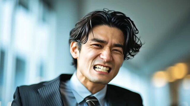 Excited asian businessman celebrating success achievement victory in office