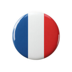 Round french flag emblem button isolated on transparent background
