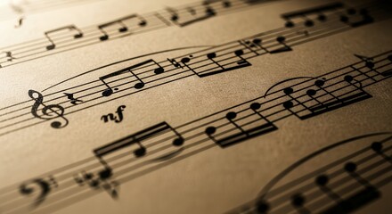 Close-up of Music Notes on Sheet with Dramatic Lighting