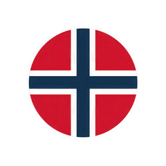 Fototapeta premium Circular norwegian flag emblem with cross design isolated on transparent background