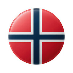 Fototapeta premium Circular norwegian flag emblem with red white and blue cross isolated on transparent background