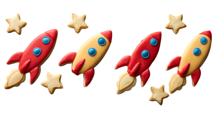Rocket and Star Cookies, isolated on transparent background