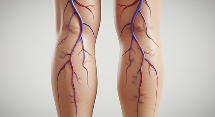 Human legs anatomy illustration veins and arteries depicted on skin