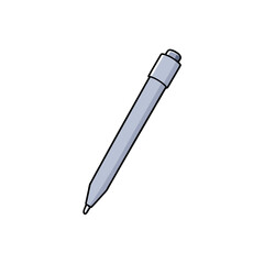 silver ballpoint pen with cap off angled diagona