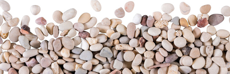 Beige Smooth Beach Pebbles Side Border Cutout with Transparent Effect