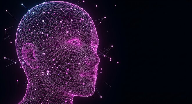 Abstract representation of Artificial Intelligence as a digital profile with connected data points