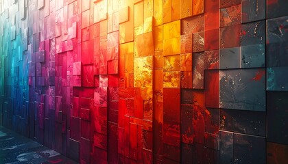 Colorful, textured, block wall