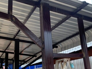 Steel frame in construction