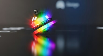 Chromatic spinner displaying mesmerizing spectrum gradient spinning in modern setting