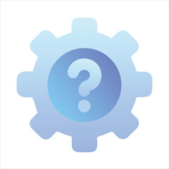 Help icon featuring a gear with a question mark for assistance and support