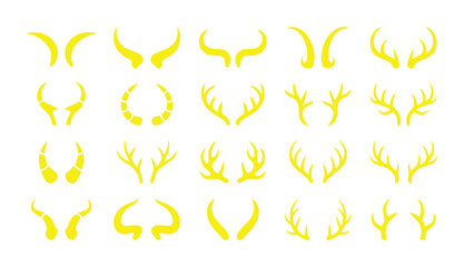 Collection of Yellow Horn and Antler Silhouettes