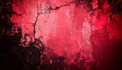 Cracked, vibrant red wall texture