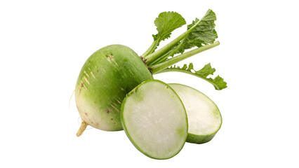 green radish cut isolated on transparent background