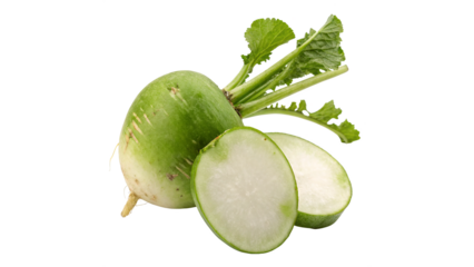 green radish cut isolated on transparent background