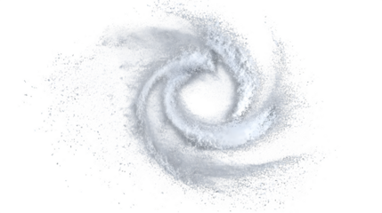 White powder vortex, isolated on transparent background