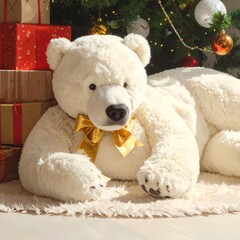 Large White Polar Bear Plush Toy.