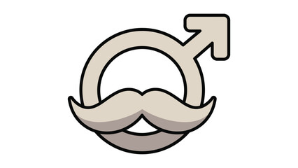 Flat vector male symbol with mustache, bold minimal awareness style, International Men’s Day.