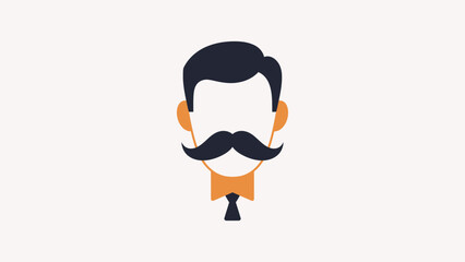 Flat vector male symbol with mustache, bold minimal awareness style, International Men’s Day.