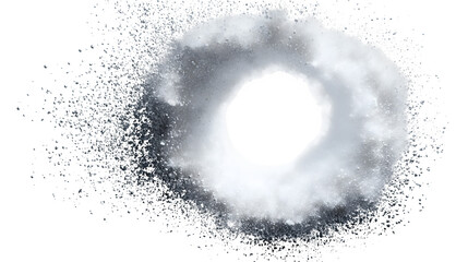 Abstract swirling dust ring, isolated on transparent background
