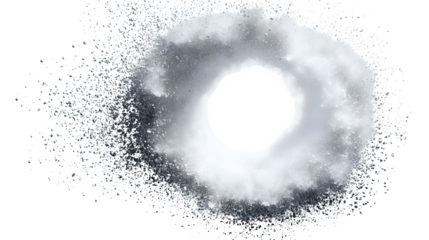 Abstract swirling dust ring, isolated on transparent background